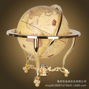 万向旋转地球仪大号立体高清三脚金色复古家居摆件带指南针