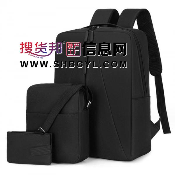 商务双肩包男士三件套通勤电脑包大容量休闲学生包多功能双肩背包图2