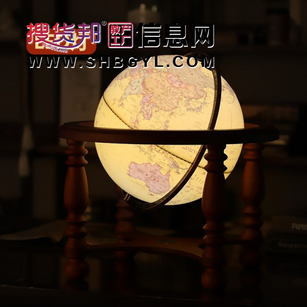 欧美实木四脚3d立体浮雕复古地球仪台灯摆件32cm大号摆件带指南针图4