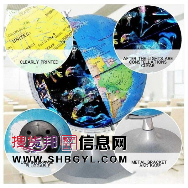 纯英文星座地球仪20cm教学发光星空图2