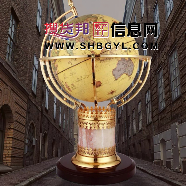 大理石七彩灯光柱立体复古中英文地球仪高清工艺品办公室摆件图1