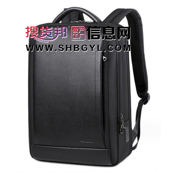 双肩包新款头层牛皮复合布双肩背包商务男休闲背包15.6寸电脑背包图1