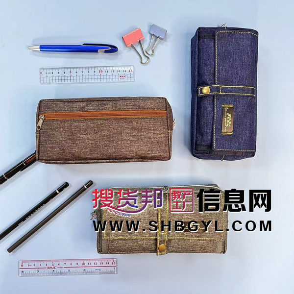 简约时尚纯色铅笔袋多功能纽扣学生文具笔袋图1