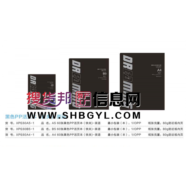 英语黑色-PP活页夹本笔记本文艺课堂笔记学生本作业本精美抄录本简约图1