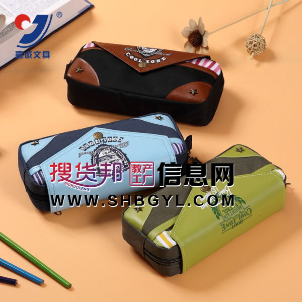 笔袋中小学生笔袋简约笔袋学习用品男款帆布笔袋图1