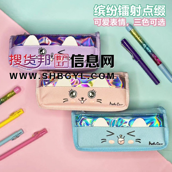 多功能卡通猫可爱女款pu笔袋中小学生文具盒铅笔收纳袋文具笔袋图2