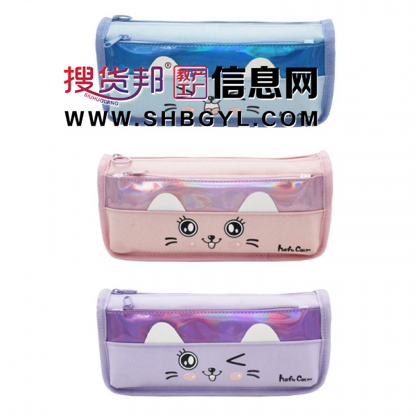 多功能卡通猫可爱女款pu笔袋中小学生文具盒铅笔收纳袋文具笔袋图1