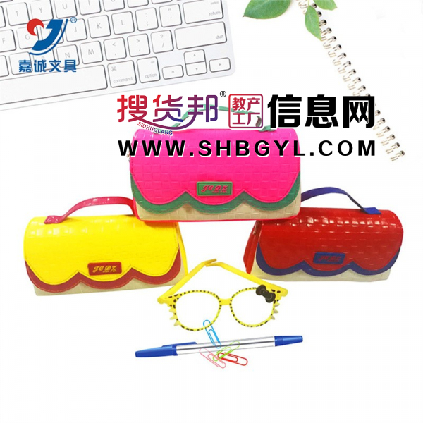 时尚编制皮革手挽型女款笔袋大容量中小学生铅笔袋收纳袋图1