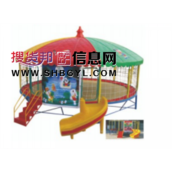 幼儿园游乐设施儿童户外游乐蹦床系列圆形蹦床带滑梯LDX 11003图1