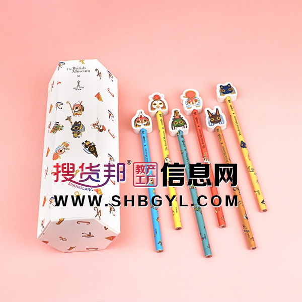 大英联名埃及萌神铅笔儿童写字HB圆杆创意橡皮擦学生文具图2