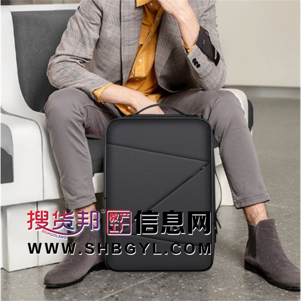 简约时尚双肩包男2023新款大容量商务通勤电脑包轻便防泼水面料图1