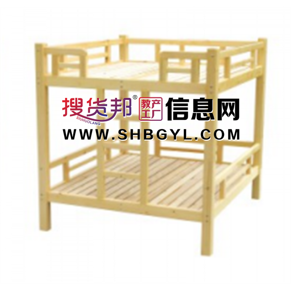 幼儿园基础设施实木家具幼儿实木床系列原木双层六人床(拆装式)图1