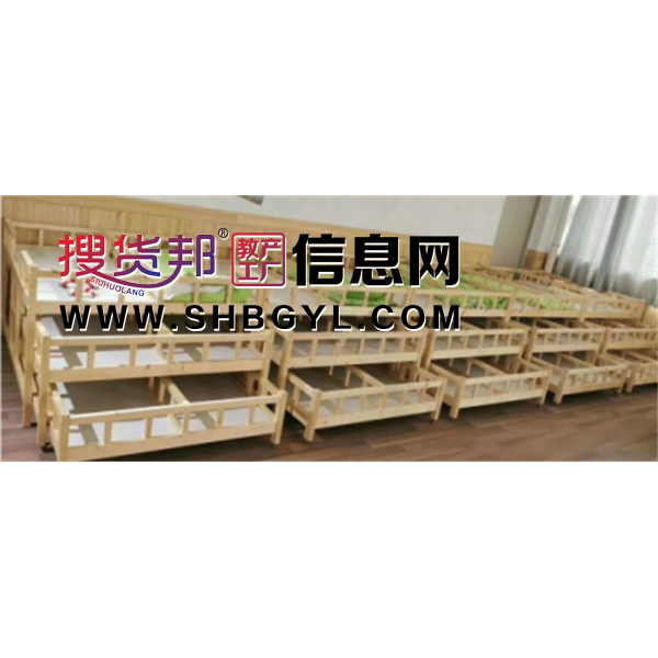 幼儿园基础设施实木家具幼儿实木床系列原木三层六人床图1