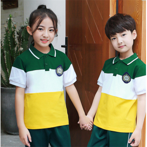 儿童T恤小学生短袖T恤棉幼儿园夏款短袖条纹三色打底衫