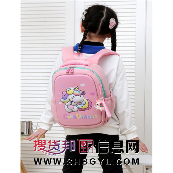 幼儿园书包可爱卡通鲨鱼独角兽女童双肩包男宝宝小孩外出轻便背包图1
