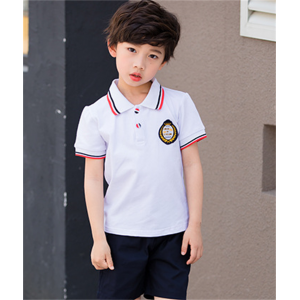 夏季校服白色短袖T恤男女童班服两件套小学生夏装校服POLO衫