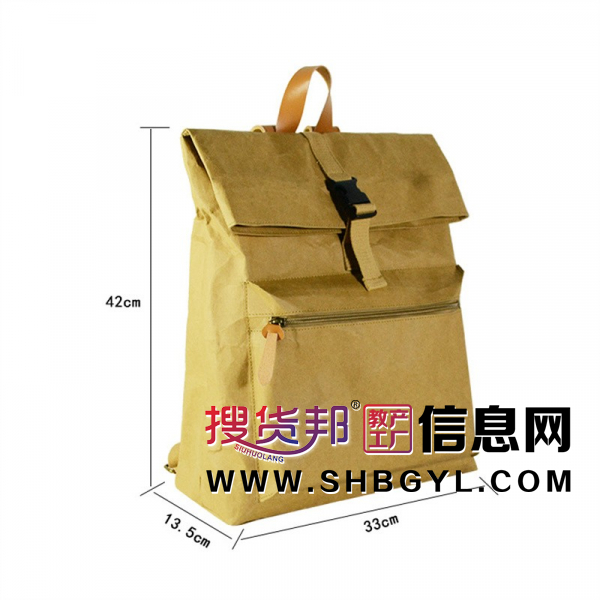logo环保布料水洗牛皮纸袋复古单肩包褶皱手提袋图3