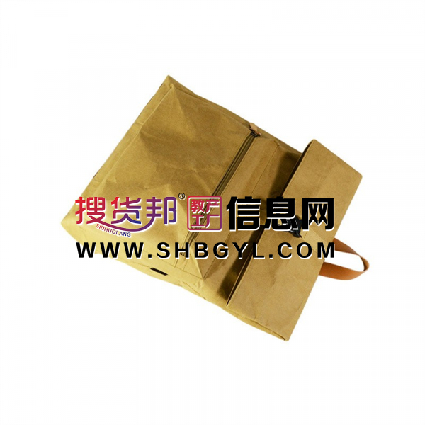 logo环保布料水洗牛皮纸袋复古单肩包褶皱手提袋图2