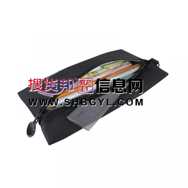 日式方形学生文具袋复合闪光布黑色笔袋培训班广告拉链笔袋印LOGO图3