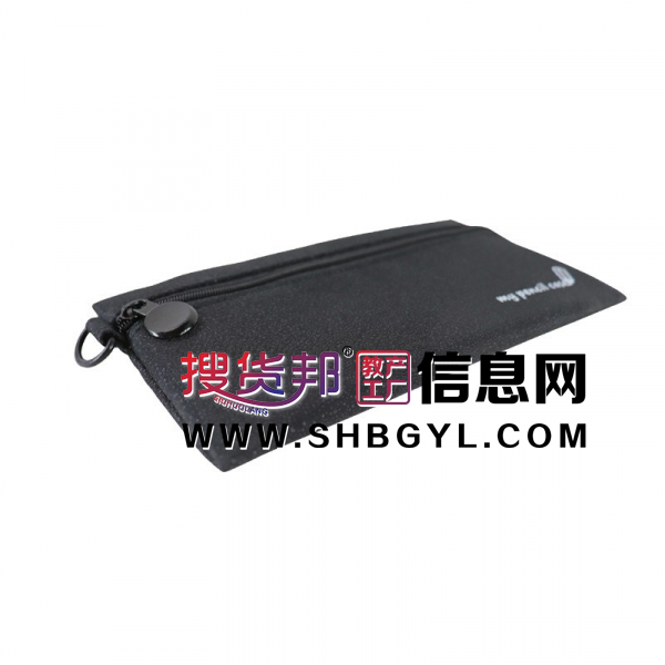 日式方形学生文具袋复合闪光布黑色笔袋培训班广告拉链笔袋印LOGO图1