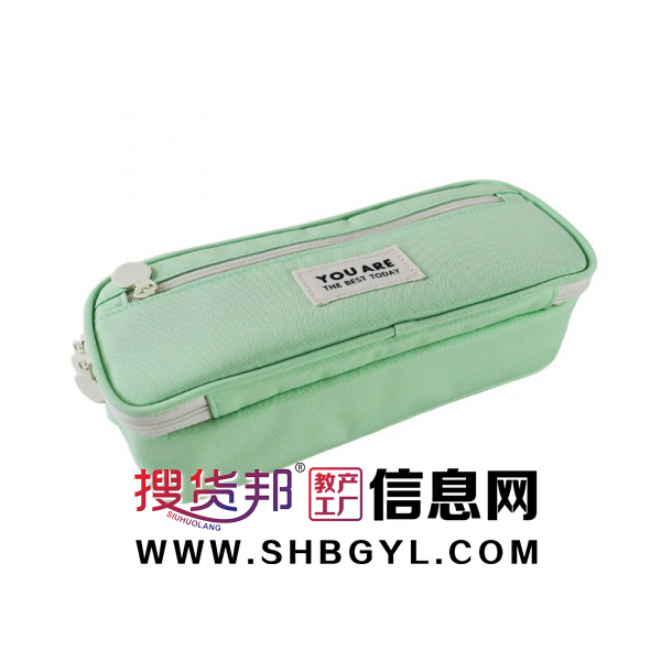 韩版简约涤纶文具笔袋文具收纳袋中小学生拉链笔袋盒定织做唛LOGO图1
