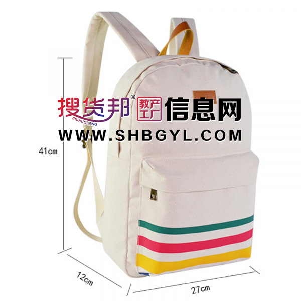 学院风中小学生书包 户外旅游耐磨双肩背包广告印花帆布背包图2