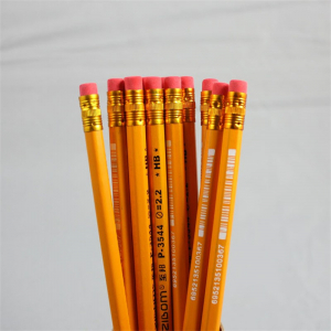儿童写字铅笔带橡皮头套装黄杆油漆hb六角铅笔logo