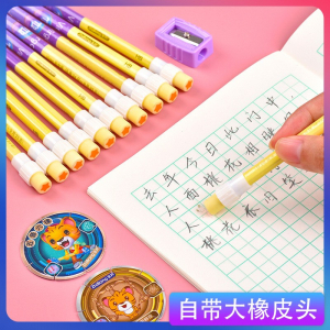木质卡通大皮头铅笔儿童小学生hb写字笔12支装盒装