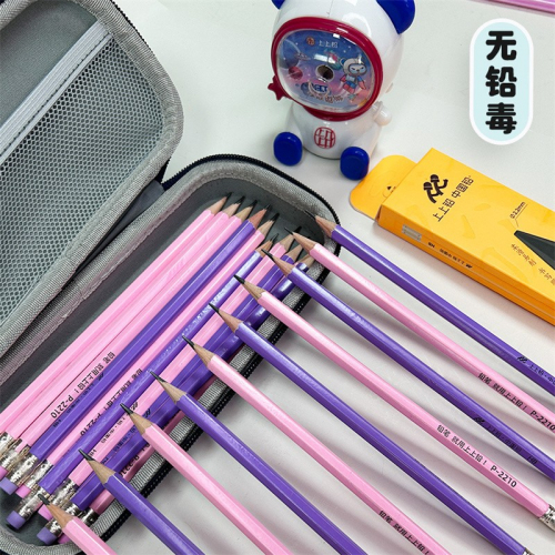 HB书写铅笔木质小学生儿童写字铅笔带橡皮盒装文具图2