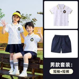 定制新款校服套装夏季小学生班服儿童T恤棉短袖定做幼儿园园服