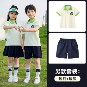 定制校服小学生班服夏装棉短袖翻领T恤POLO衫套装幼儿园老师园服