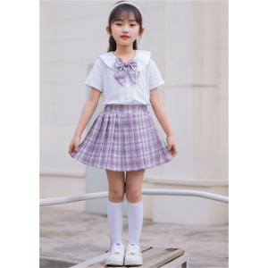 小学生校服套装儿童jk制服夏季学院风演出班服格子百褶短裙表演服
