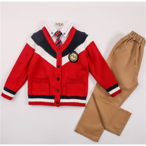 学生春秋季棉针织开衫套装小学生校服英伦风幼儿园园服批发