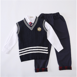 春秋新款中小学生毛衣校服男女童针织开衫套装幼儿园园服