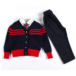 春季新款童装 中小学生针织开衫校服套装 幼儿园园服儿童班服