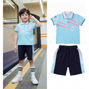 小学校服儿童英伦风翻领T恤短袖套装幼儿园老师园服毕业照短裤