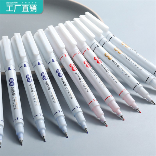 双头勾线笔 彩色马克笔学生画画笔美术描边笔 油性记号笔图2