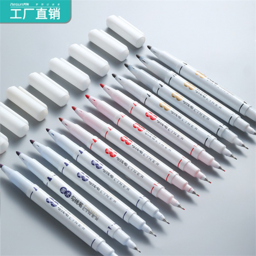 双头勾线笔 彩色马克笔学生画画笔美术描边笔 油性记号笔图3