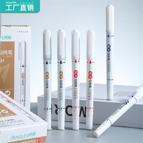 双头勾线笔 彩色马克笔学生画画笔美术描边笔 油性记号笔图4