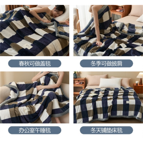 珊瑚绒法兰绒毛毯双层加厚沙发午睡毯子办公室盖毯床单豆豆毯批发图2