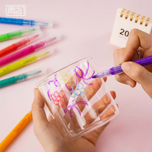 奶小芙贴纸丙烯马克笔套装创意闪光手账日记涂鸦儿童绘画笔图3