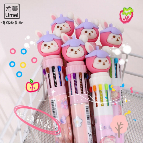 萝瑞莉丝可爱圆珠笔创意多色圆珠笔10色多功能按动笔文具用品图4