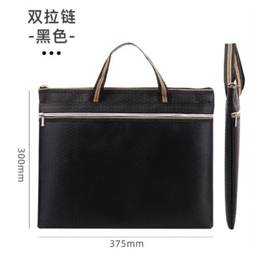 手提文件袋A4印logo商务办公会议电脑包立体双拉链资料收纳公文包图3