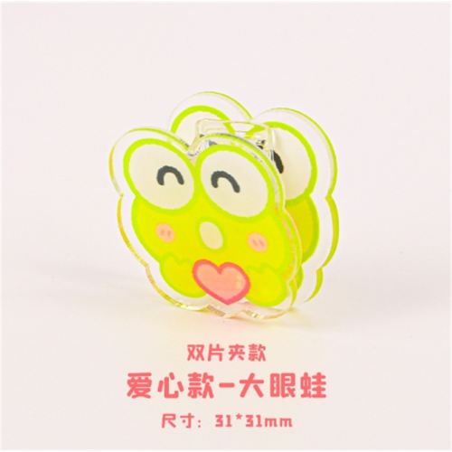 创意亚克力手账夹子多功能可爱卡通资料夹学生文具透明小夹子批发图3