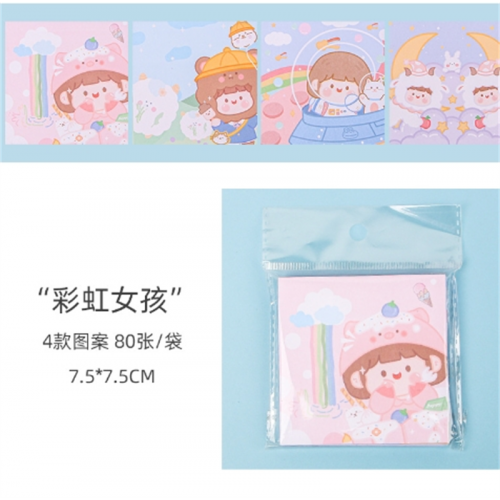 创意文具卡通可爱便利贴彩色学生标记留言便签纸可撕少女心小本子图2