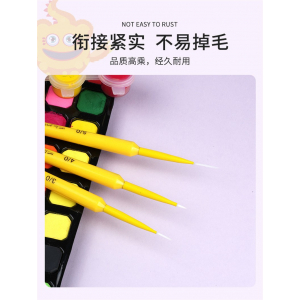 拉线笔勾线笔水彩笔尼龙毛圆峰5支装黄色笔杆画笔短杆套装