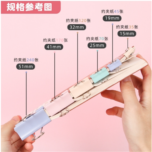 莫兰迪色燕尾夹办公长尾夹彩色金属票据夹文具小夹子盒装凤尾夹图1