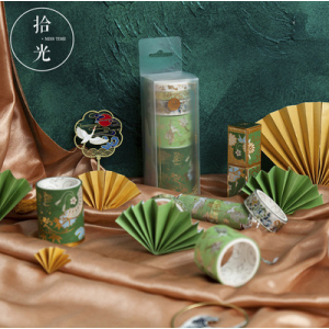 烫金古风口红和纸胶带彩色特油人物贴纸
