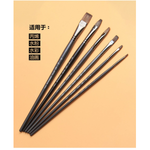 灰鼠毛平头水粉笔油画笔桦木杆水粉笔水彩画笔