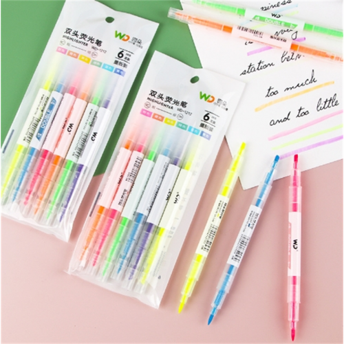 学生文具批发双头荧光笔套装创意彩色标记笔学生多色手账笔图1